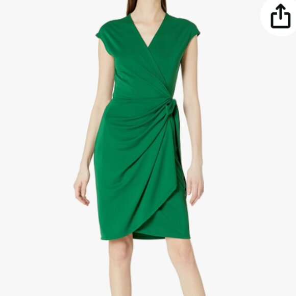 Lark & Ro Dresses & Skirts - Lark & Ro Classic Cap Sleeve Wrap Dress Womens Size Small Green V-Neck Cocktail